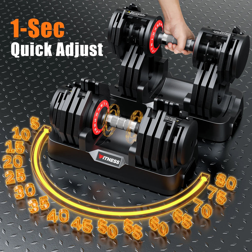 160Lb(80Lbs*2) Adjustable Dumbbells Set,16 in 1 Quick-Select 5-80Lbs Weight Adjustable Dumbbells for Full Body Home Workout